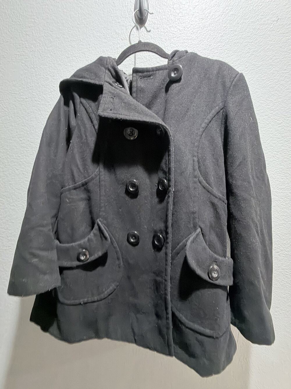 Charles Klein Y2K Academia warm Winter Coat Women’s Wool Blend Pea Coat Black 14